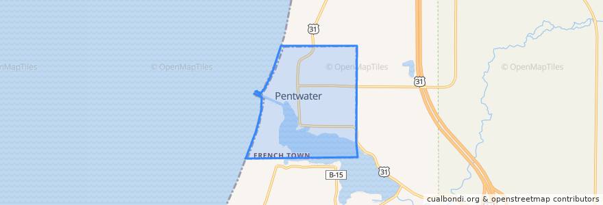 Mapa de ubicacion de Pentwater.