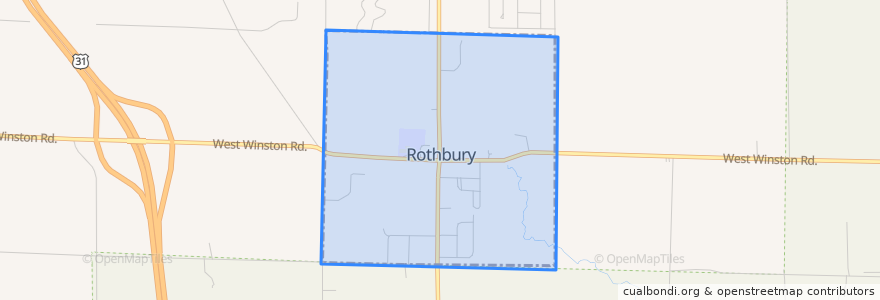 Mapa de ubicacion de Rothbury.