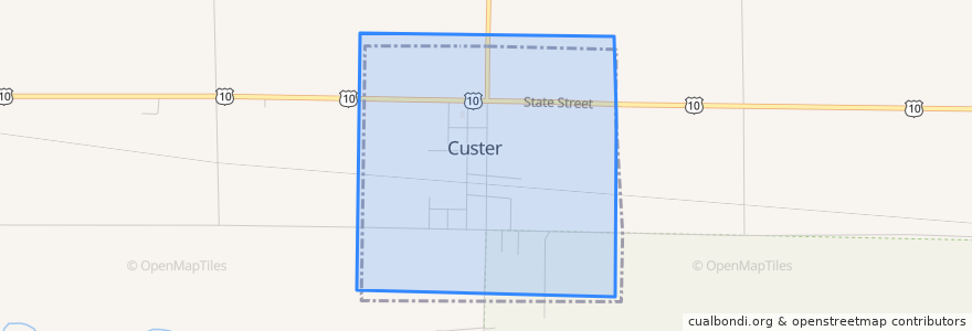 Mapa de ubicacion de Custer.