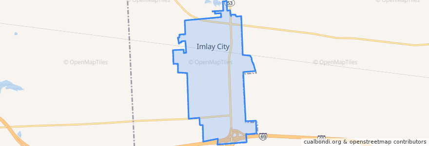 Mapa de ubicacion de Imlay City.