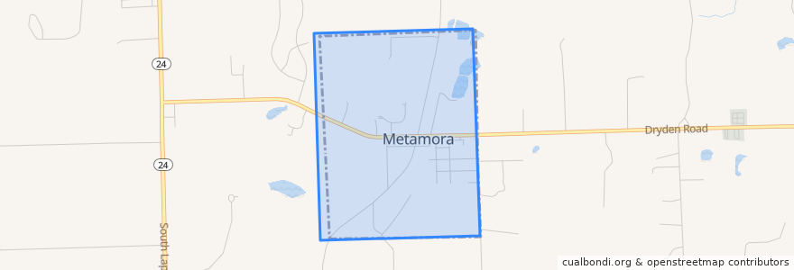 Mapa de ubicacion de Metamora.