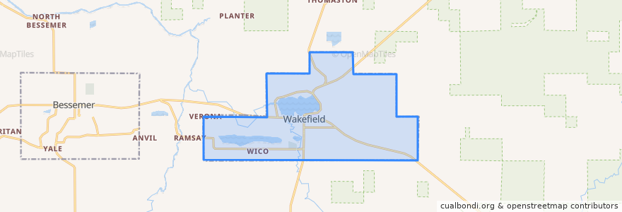 Mapa de ubicacion de Wakefield.