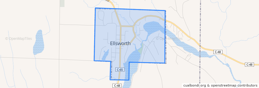 Mapa de ubicacion de Ellsworth.