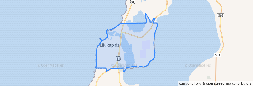 Mapa de ubicacion de Elk Rapids.