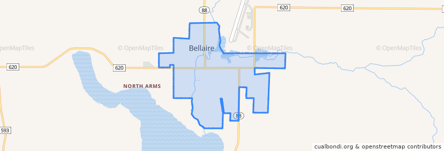 Mapa de ubicacion de Bellaire.