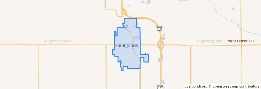 Mapa de ubicacion de Saint Johns.