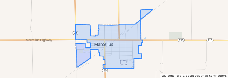 Mapa de ubicacion de Marcellus.