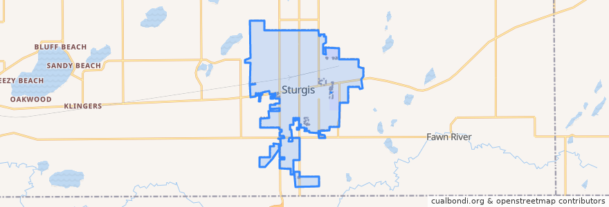 Mapa de ubicacion de Sturgis.