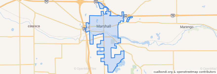 Mapa de ubicacion de Marshall.