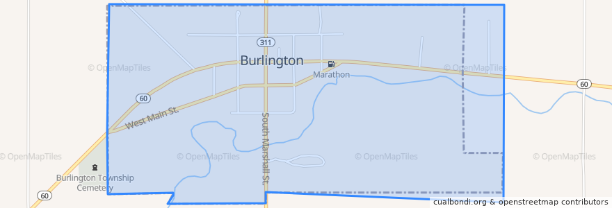 Mapa de ubicacion de Burlington.