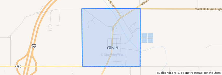 Mapa de ubicacion de Olivet.