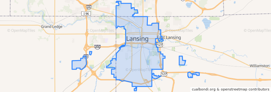 Mapa de ubicacion de Lansing.