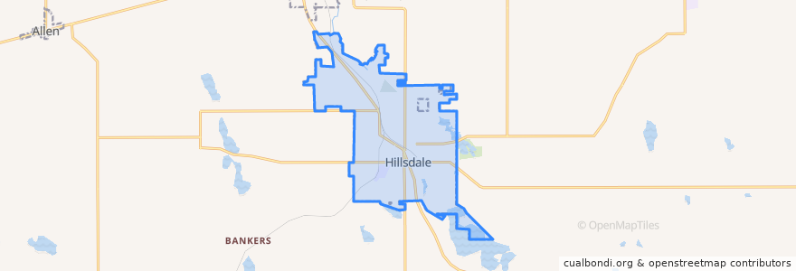 Mapa de ubicacion de Hillsdale.