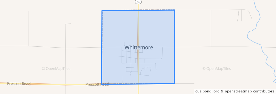 Mapa de ubicacion de Whittemore.