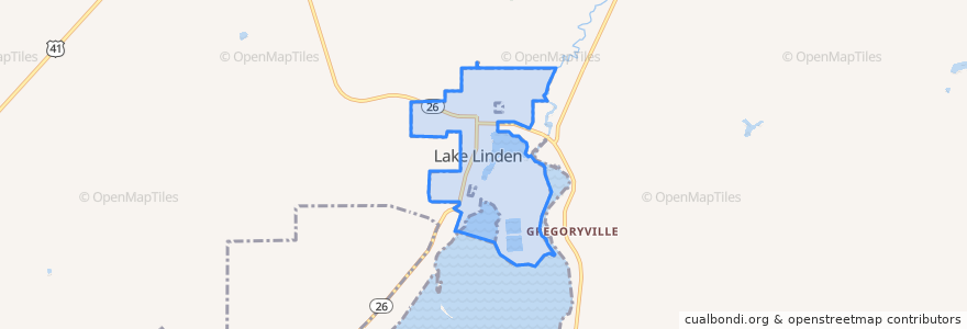 Mapa de ubicacion de Lake Linden.