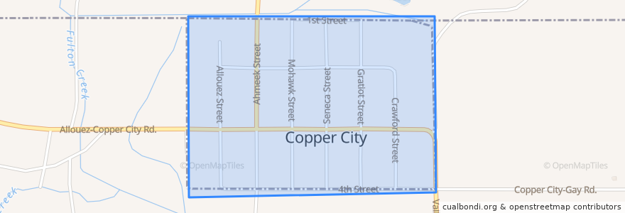 Mapa de ubicacion de Copper City.