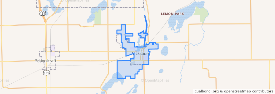 Mapa de ubicacion de Vicksburg.