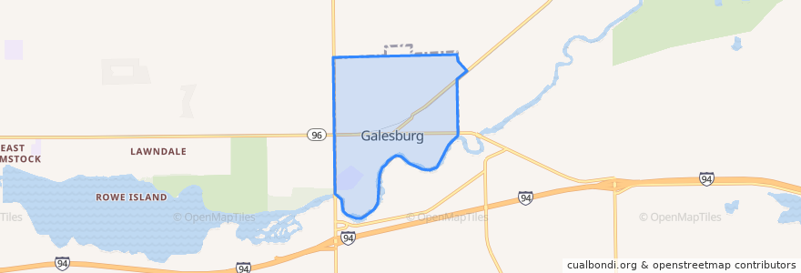 Mapa de ubicacion de Galesburg.