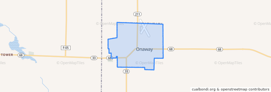 Mapa de ubicacion de Onaway.