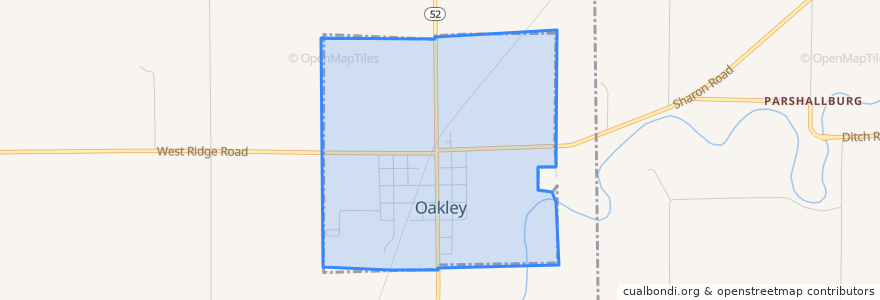 Mapa de ubicacion de Village of Oakley.