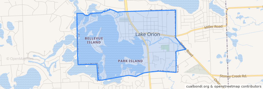 Mapa de ubicacion de Lake Orion.