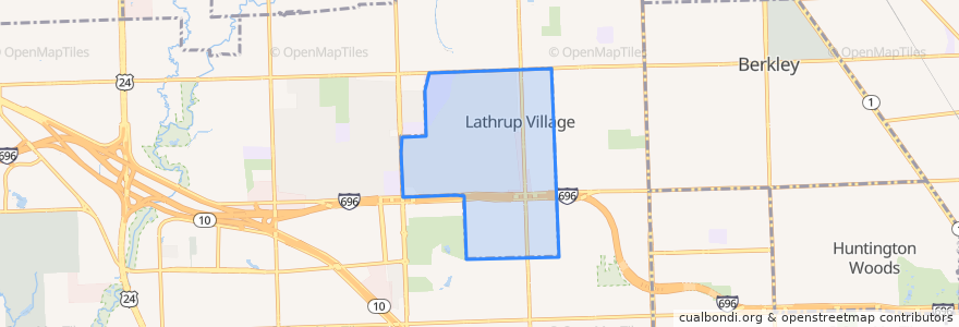 Mapa de ubicacion de Lathrup Village.