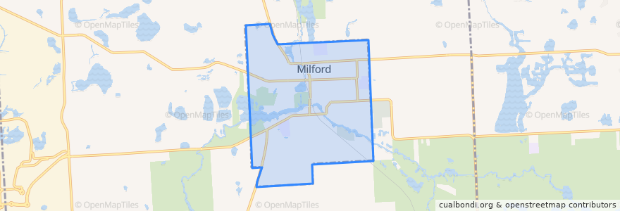 Mapa de ubicacion de Milford.