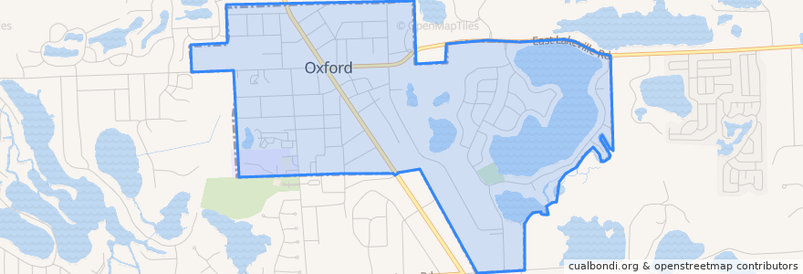 Mapa de ubicacion de Oxford.