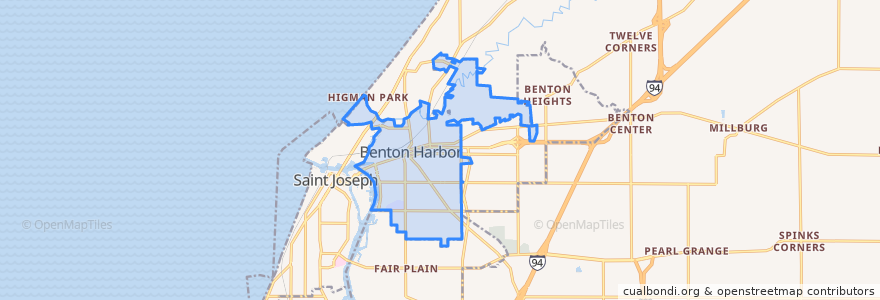 Mapa de ubicacion de Benton Harbor.