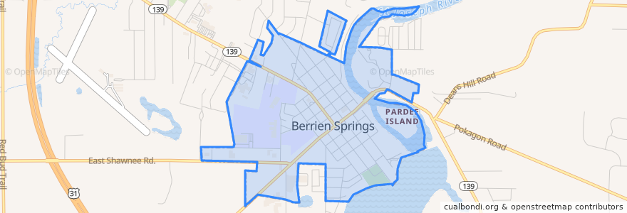 Mapa de ubicacion de Berrien Springs.