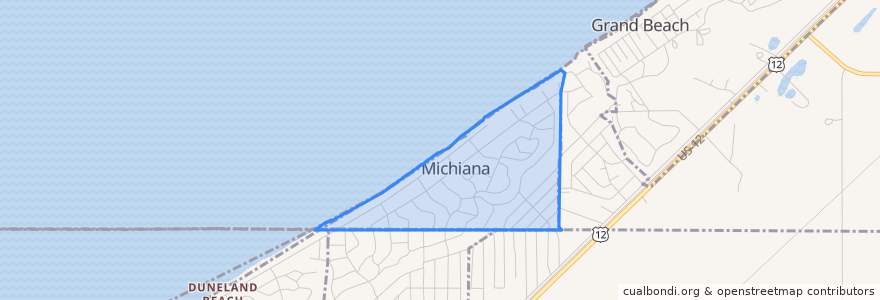 Mapa de ubicacion de Michiana.