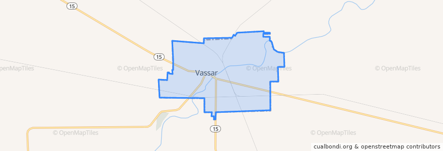 Mapa de ubicacion de Vassar.