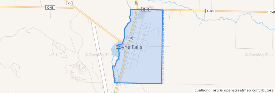 Mapa de ubicacion de Boyne Falls.