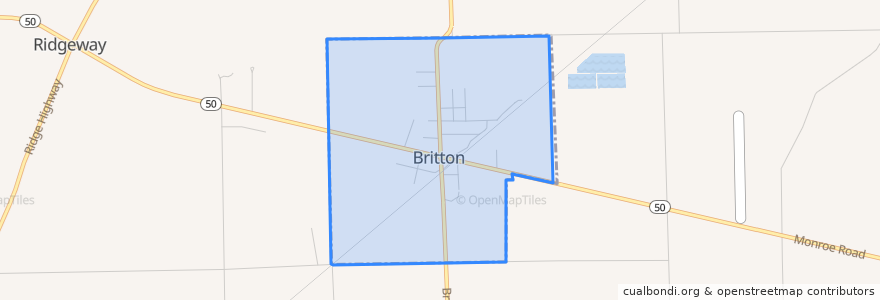 Mapa de ubicacion de Britton.