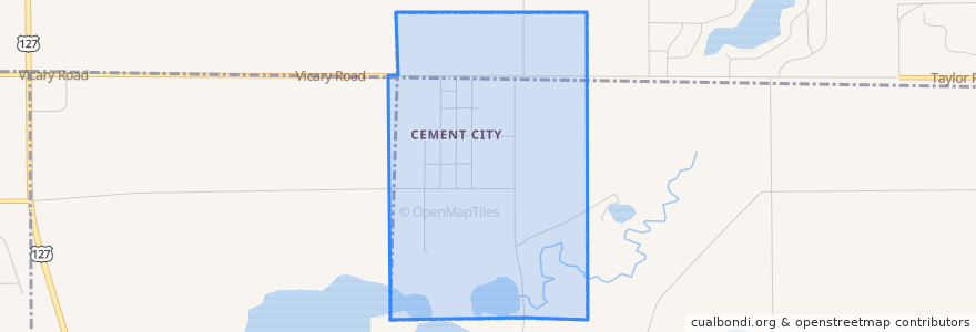 Mapa de ubicacion de Cement City.