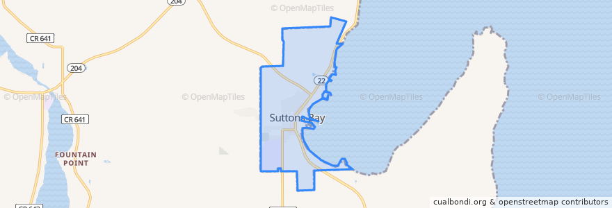 Mapa de ubicacion de Suttons Bay.