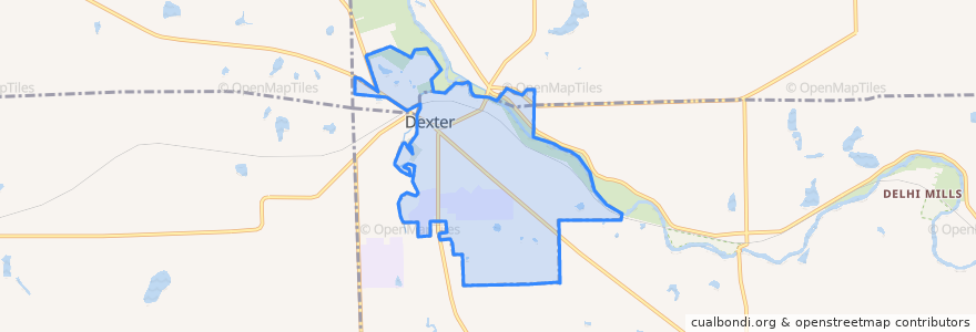 Mapa de ubicacion de Dexter.