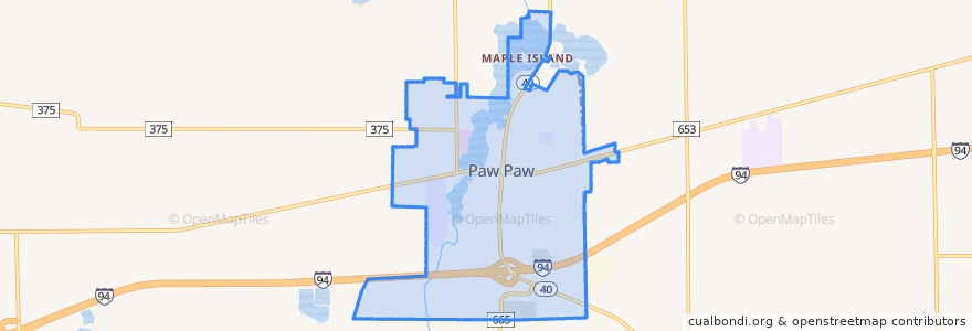 Mapa de ubicacion de Paw Paw.