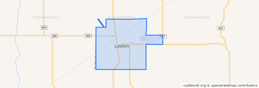 Mapa de ubicacion de Lawton.