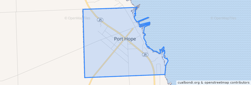 Mapa de ubicacion de Port Hope.