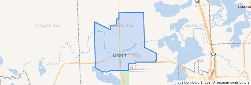 Mapa de ubicacion de Linden.