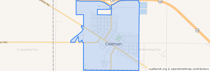 Mapa de ubicacion de Coleman.