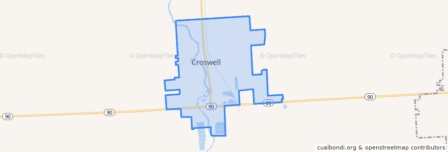 Mapa de ubicacion de Croswell.