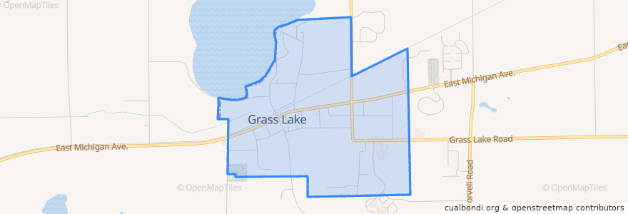 Mapa de ubicacion de Grass Lake.