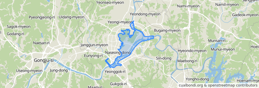 Mapa de ubicacion de 세종동.