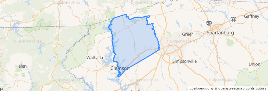 Mapa de ubicacion de Pickens County.