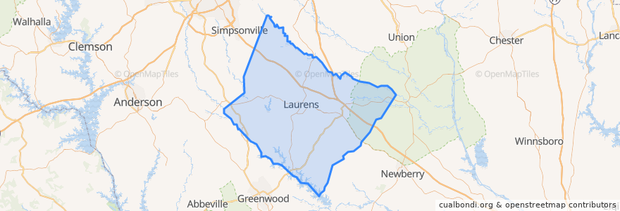 Mapa de ubicacion de Laurens County.