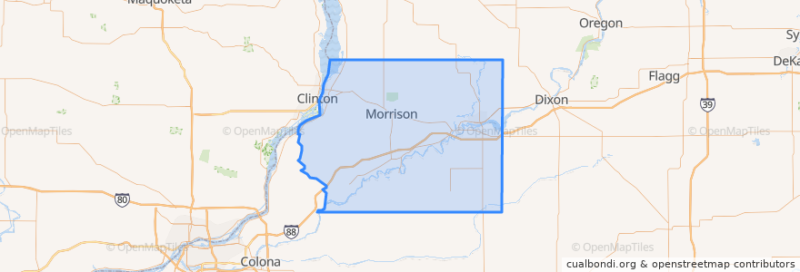 Mapa de ubicacion de Whiteside County.