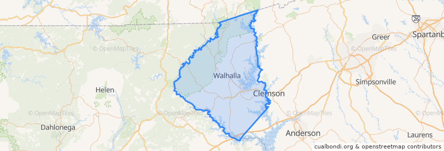 Mapa de ubicacion de Oconee County.