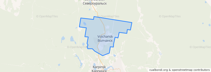 Mapa de ubicacion de Волчанский городской округ.